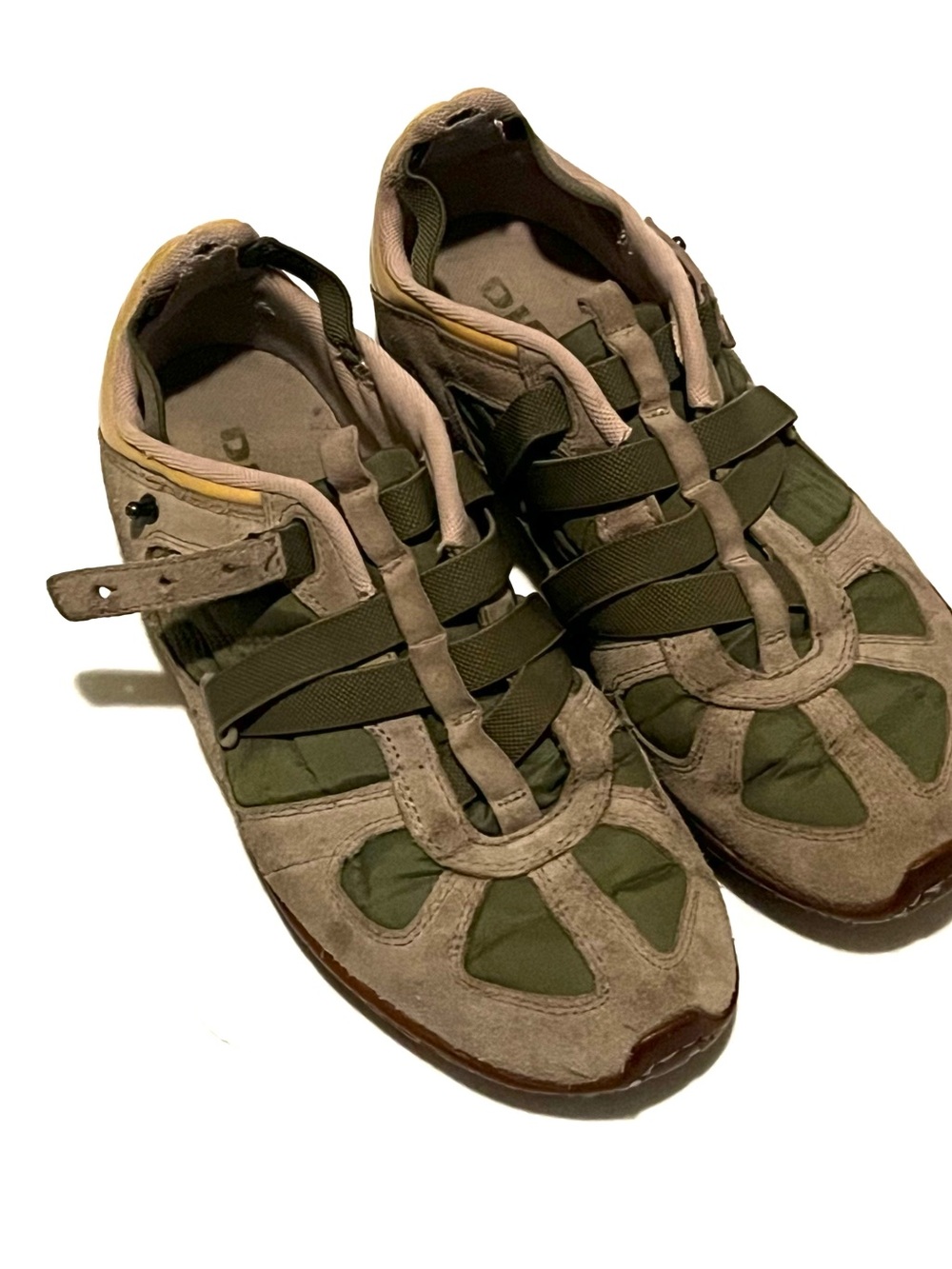 Diesel Olive Green and Beige Women's Athletic Sneakers